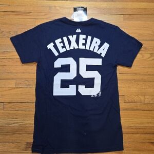 Men's New York Yankees Baseball MLB Cooperstown Navy TEIXEIRA #25 T-Shirt